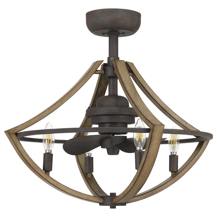 Quoizel SHR3123RK Four Light Fandelier, Rustic Black