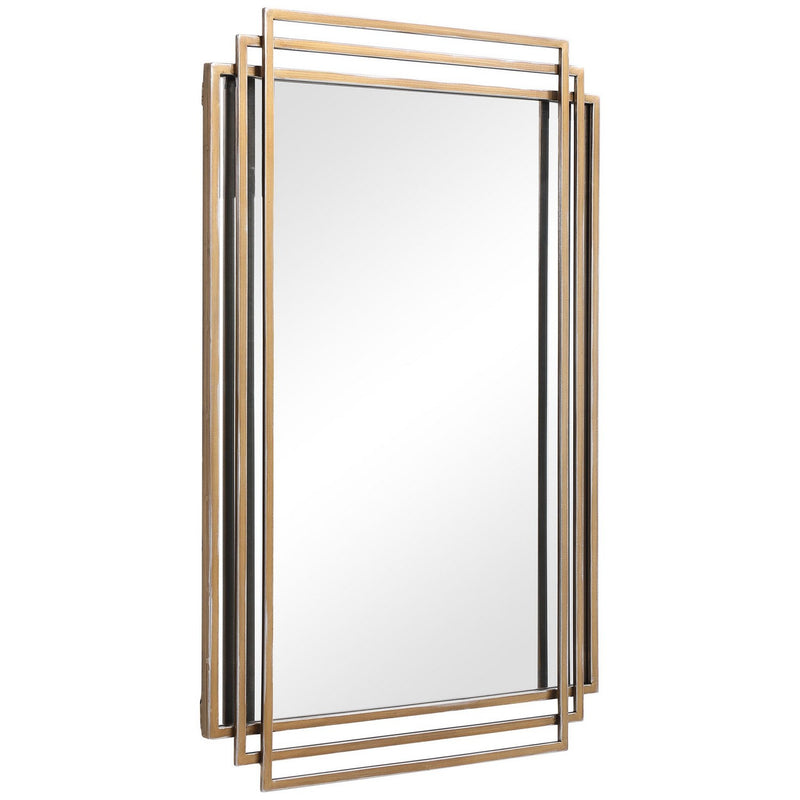 Uttermost 09688 Mirror, Brushed Gold With Silver Highlights