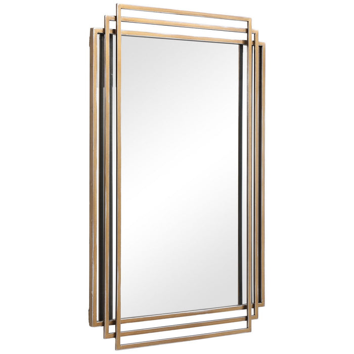 Uttermost 09688 Mirror, Brushed Gold With Silver Highlights