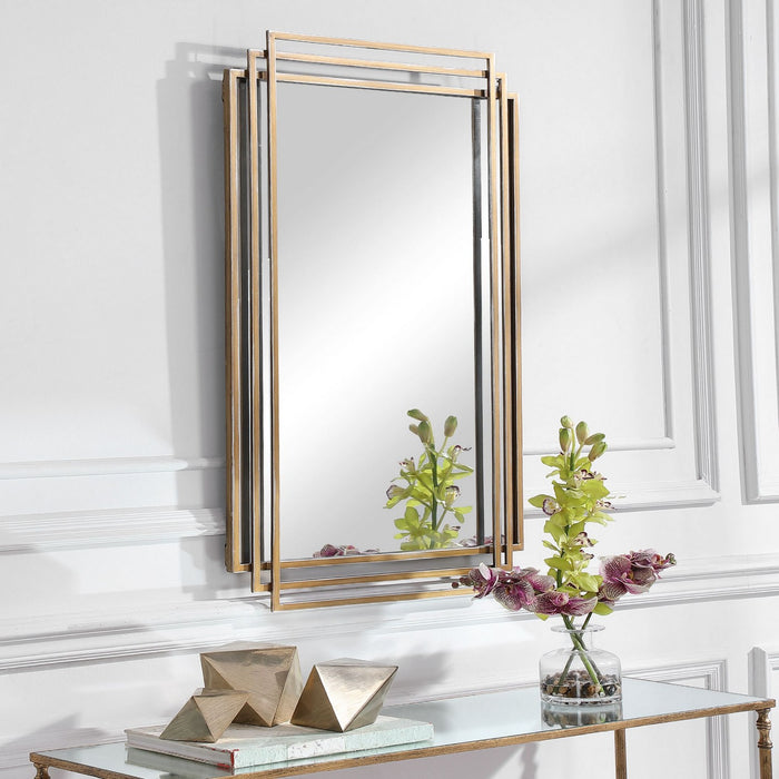 Uttermost 09688 Mirror, Brushed Gold With Silver Highlights