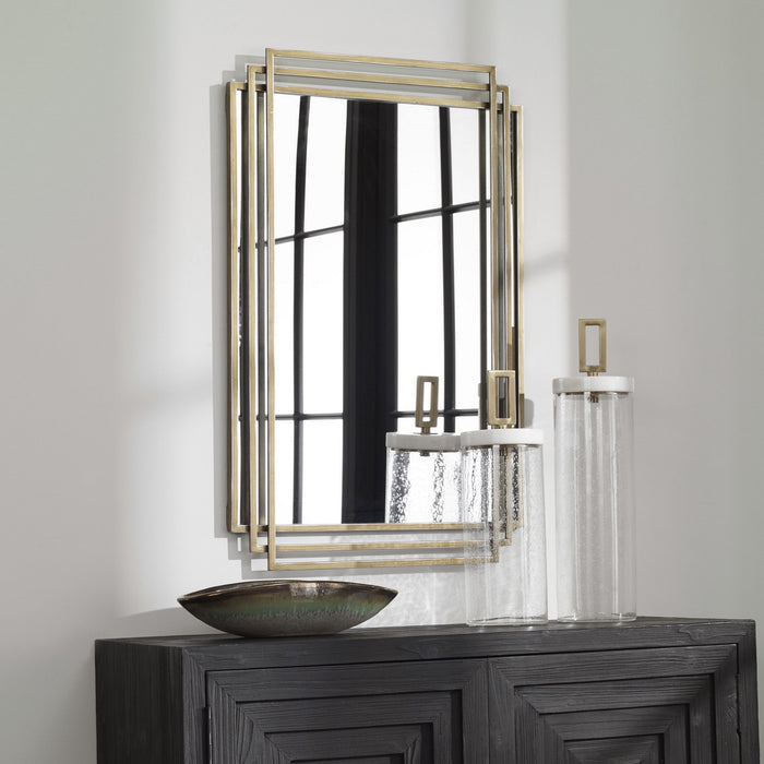Uttermost 09688 Mirror, Brushed Gold With Silver Highlights
