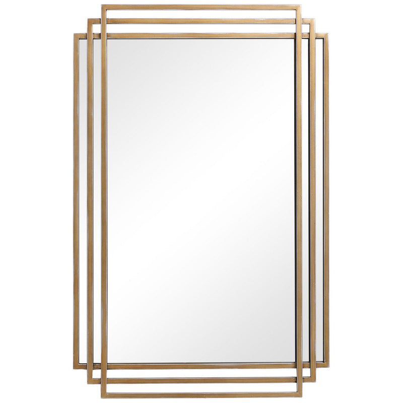 Uttermost 09688 Mirror, Brushed Gold With Silver Highlights