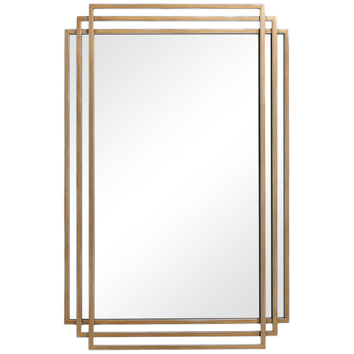 Uttermost 09688 Mirror, Brushed Gold With Silver Highlights