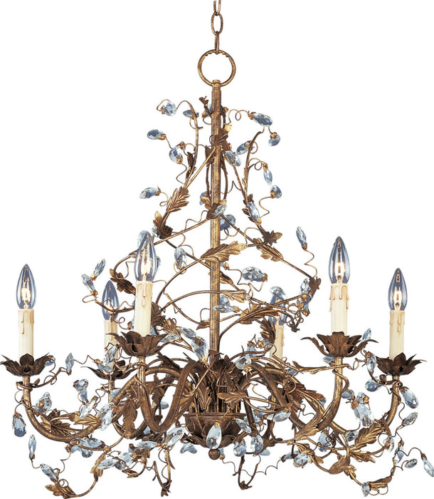 Maxim 2851EG Six Light Chandelier, Etruscan Gold