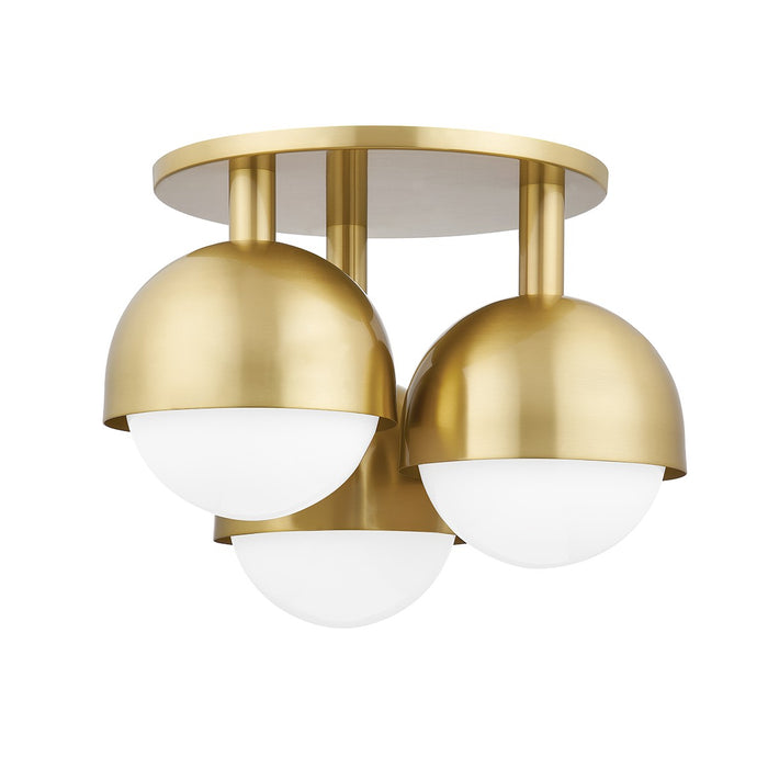 Hudson Valley 1203-AGB Three Light Semi Flush Mount, Aged Brass