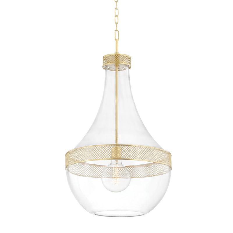 Hudson Valley 1817-AGB One Light Pendant, Aged Brass