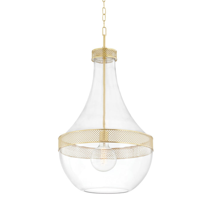Hudson Valley 1817-AGB One Light Pendant, Aged Brass