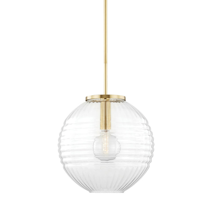 Hudson Valley 2717-AGB One Light Pendant, Aged Brass