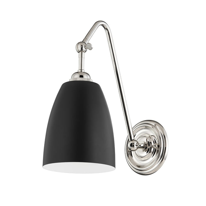 Hudson Valley 3021-PN/BK One Light Wall Sconce, Polished Nickel/Black