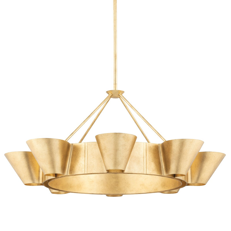 Hudson Valley 5638-VGL Eight Light Chandelier, Vintage Gold Leaf