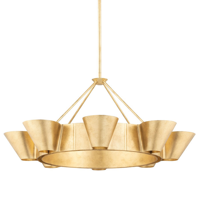 Hudson Valley 5638-VGL Eight Light Chandelier, Vintage Gold Leaf