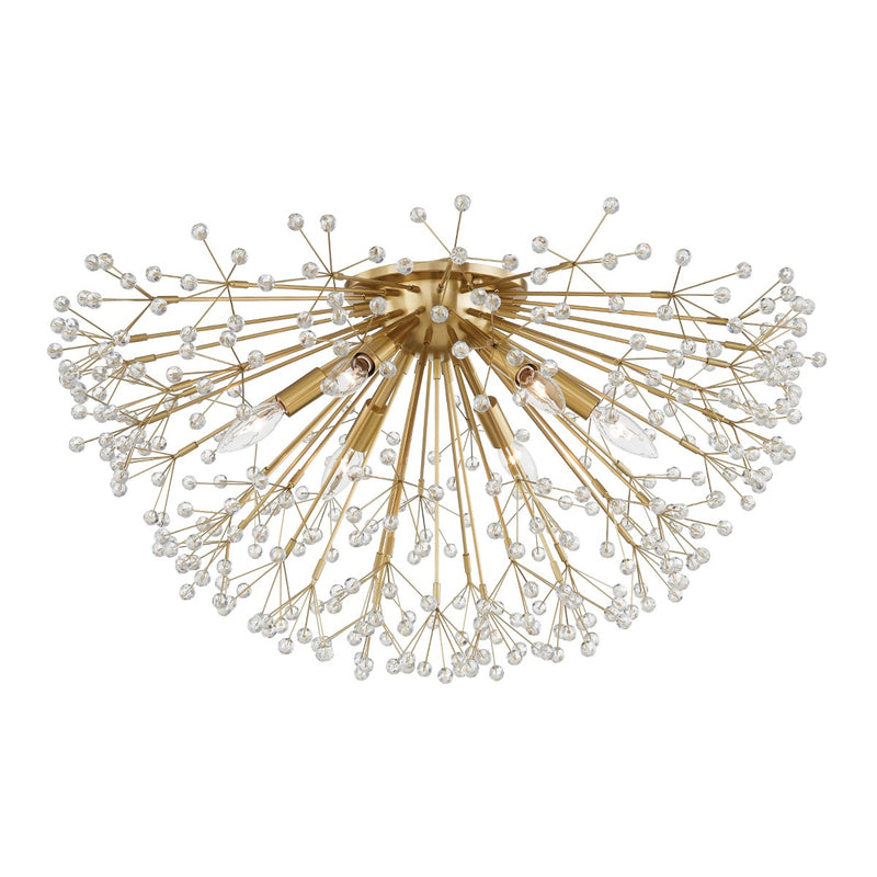 Hudson Valley 6028-AGB Six Light Semi Flush Mount, Aged Brass