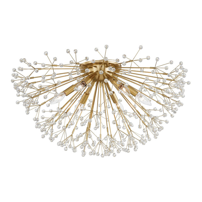 Hudson Valley 6028-AGB Six Light Semi Flush Mount, Aged Brass