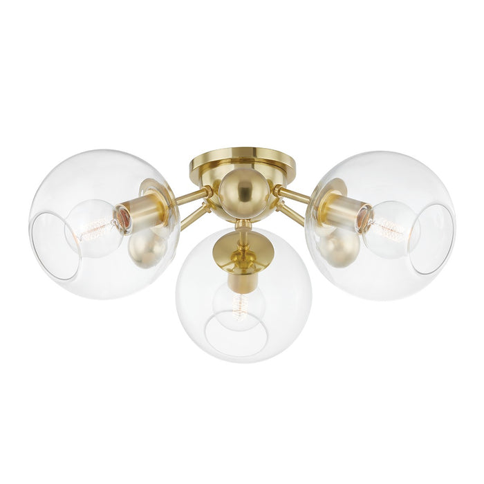 Hudson Valley 8025-AGB Three Light Semi Flush Mount, Aged Brass