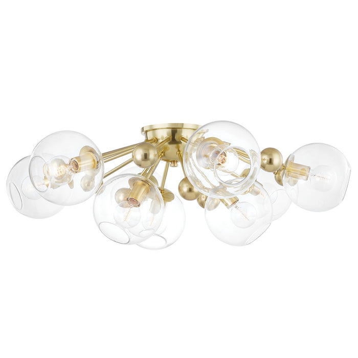 Hudson Valley 8042-AGB Nine Light Semi Flush Mount, Aged Brass