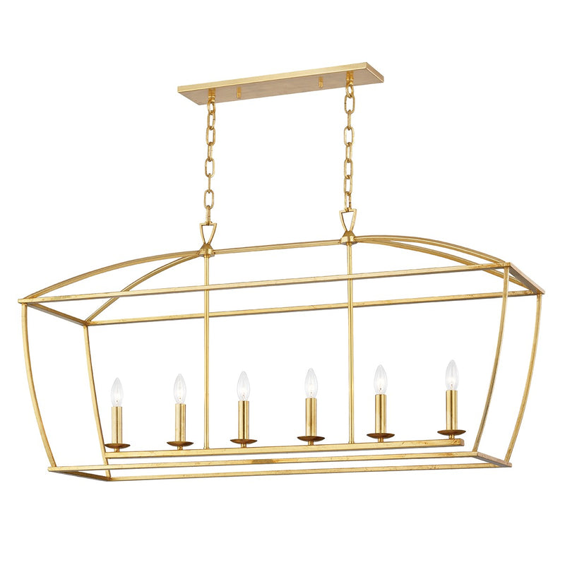 Hudson Valley 8348-GL Six Light Island Pendant, Gold Leaf