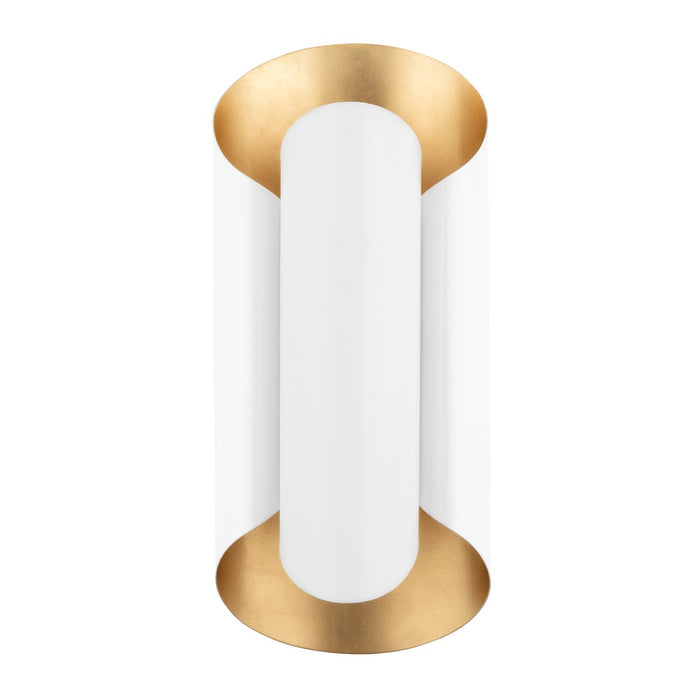 Hudson Valley 8500-GL/WH Two Light Wall Sconce, Gold Leaf/White
