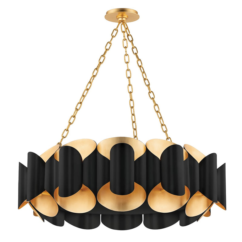 Hudson Valley 8534-GL/BK 12 Light Chandelier, Gold Leaf/Black