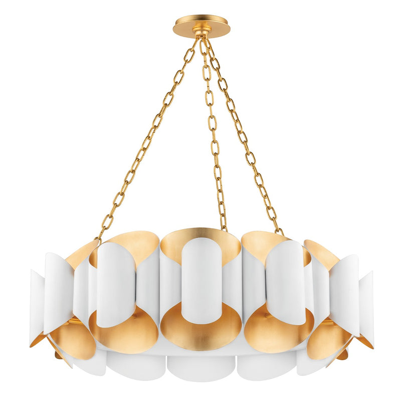 Hudson Valley 8534-GL/WH 12 Light Chandelier, Gold Leaf/White