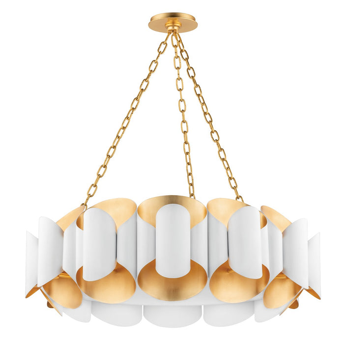 Hudson Valley 8534-GL/WH 12 Light Chandelier, Gold Leaf/White