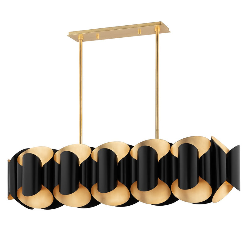Hudson Valley 8546-GL/BK 12 Light Island Pendant, Gold Leaf/Black