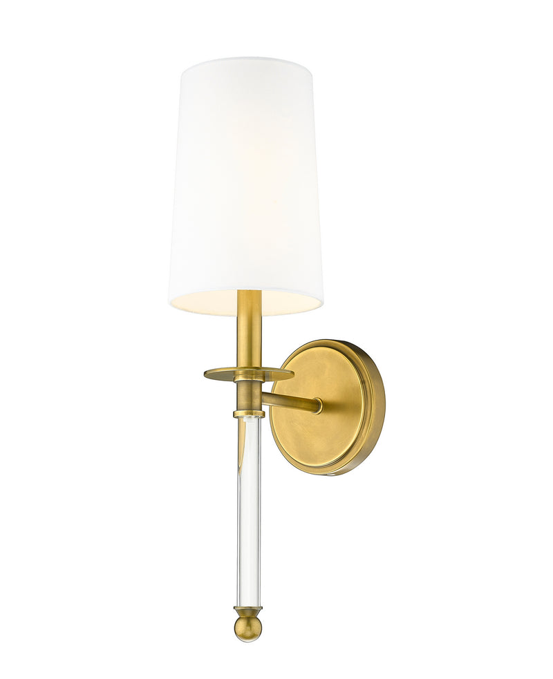 Z-Lite 808-1S-RB-WH One Light Wall Sconce, Rubbed Brass