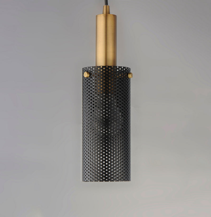 Maxim 10081BKSBR One Light Mini Pendant, Black / Satin Brass