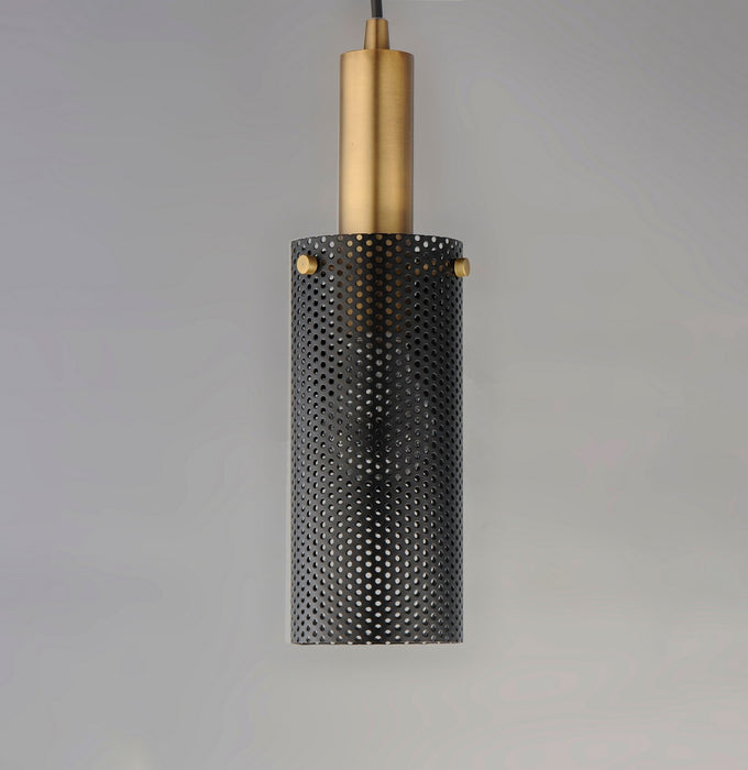 Maxim 10081BKSBR One Light Mini Pendant, Black / Satin Brass