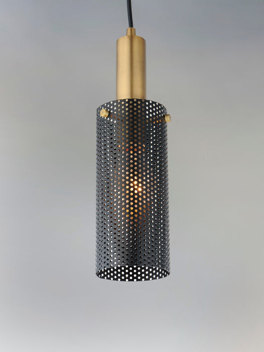 Maxim 10081BKSBR One Light Mini Pendant, Black / Satin Brass