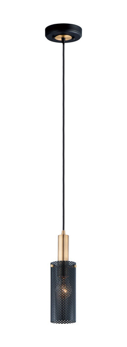 Maxim 10081BKSBR One Light Mini Pendant, Black / Satin Brass