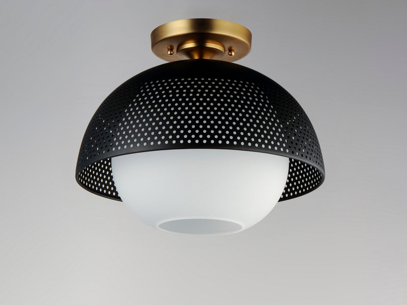 Maxim 10083WTBKSBR One Light Flush Mount, Black / Satin Brass