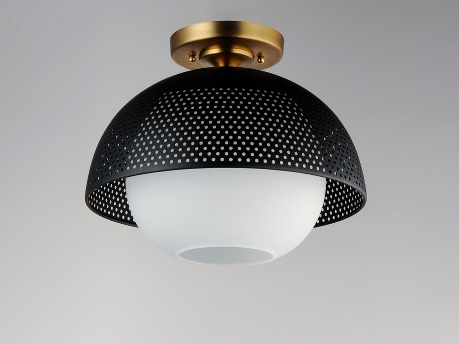 Maxim 10083WTBKSBR One Light Flush Mount, Black / Satin Brass