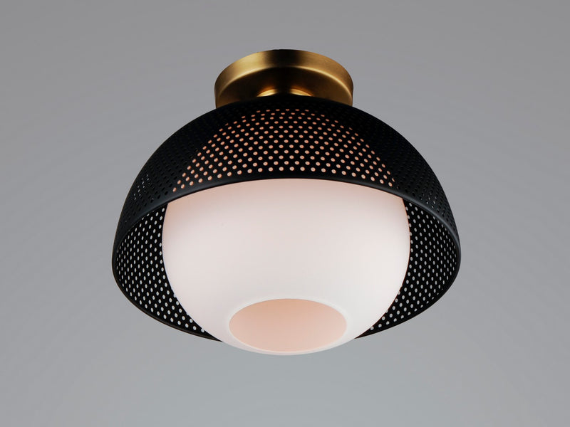 Maxim 10083WTBKSBR One Light Flush Mount, Black / Satin Brass