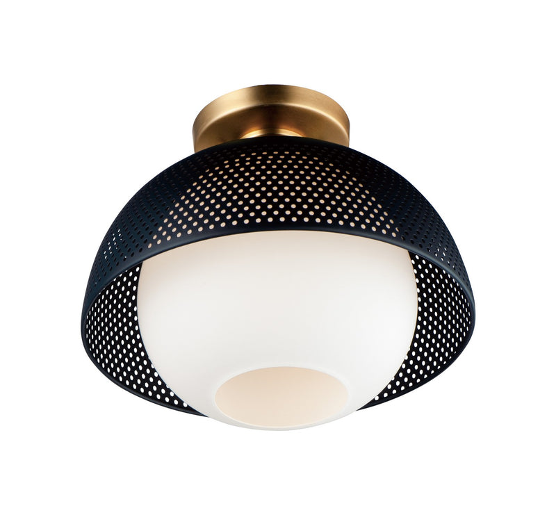 Maxim 10083WTBKSBR One Light Flush Mount, Black / Satin Brass