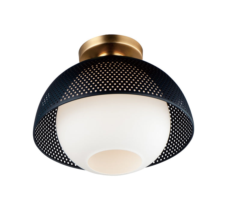 Maxim 10083WTBKSBR One Light Flush Mount, Black / Satin Brass