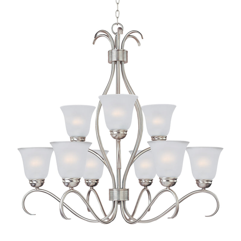 Maxim 10128FTSN Nine Light Chandelier, Satin Nickel