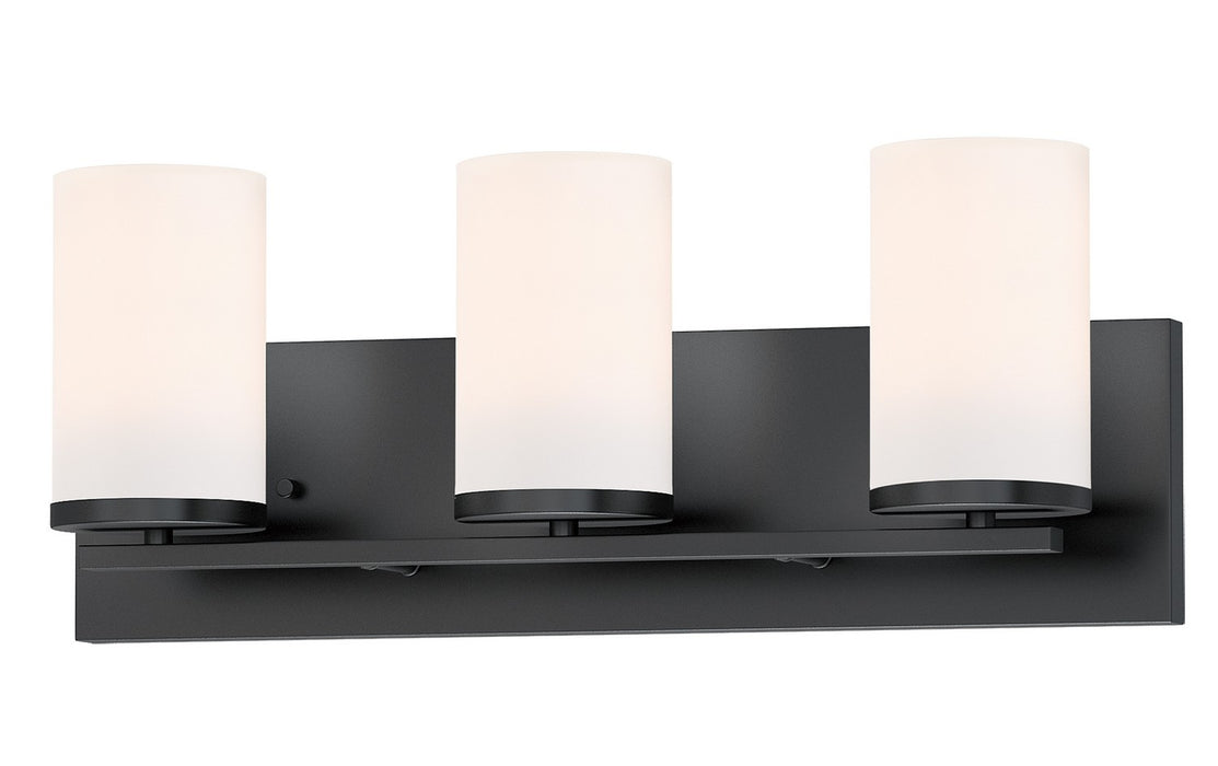 Maxim 10283SWBK Three Light Bath Vanity, Black