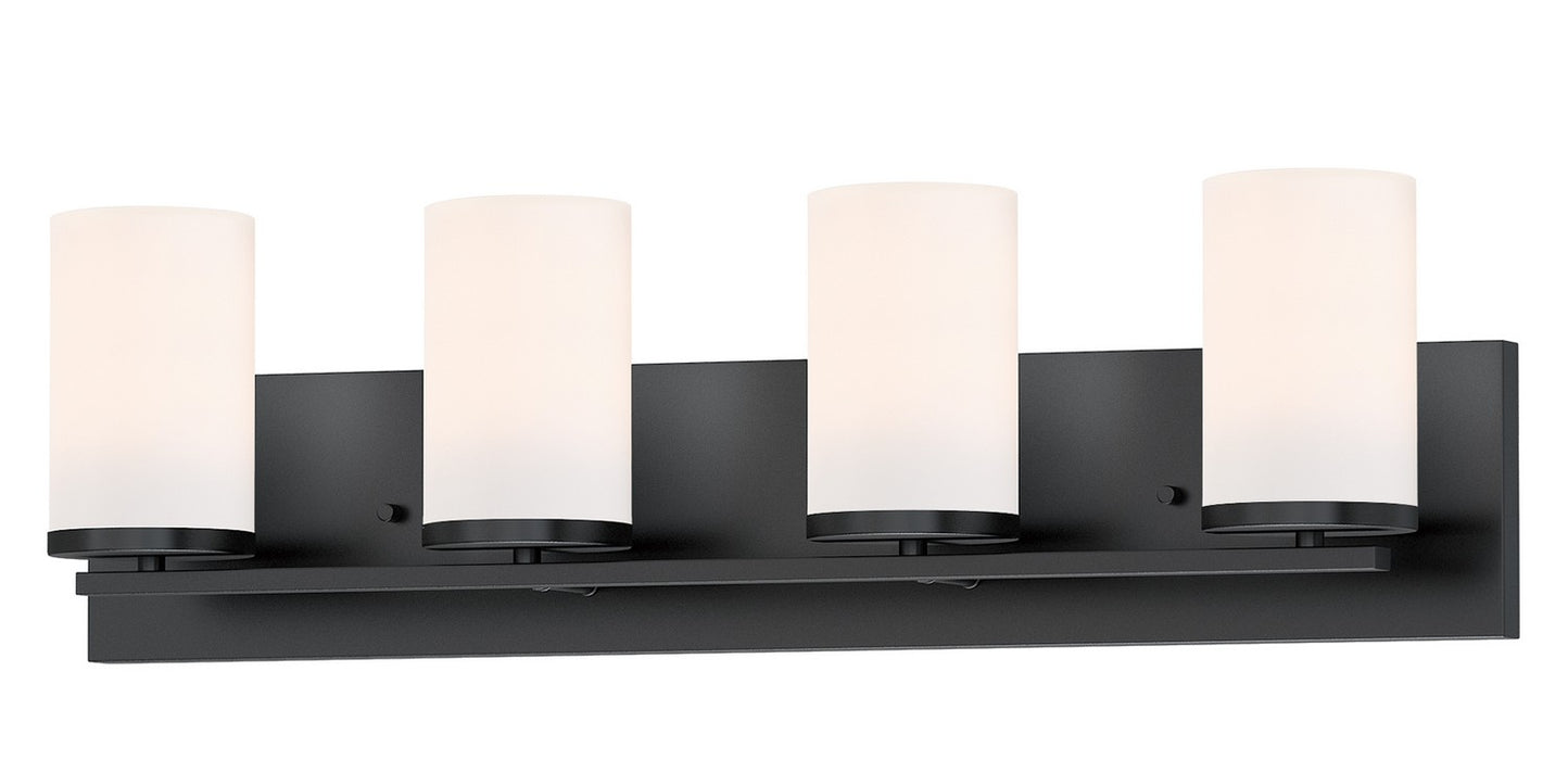 Maxim 10284SWBK Four Light Bath Vanity, Black