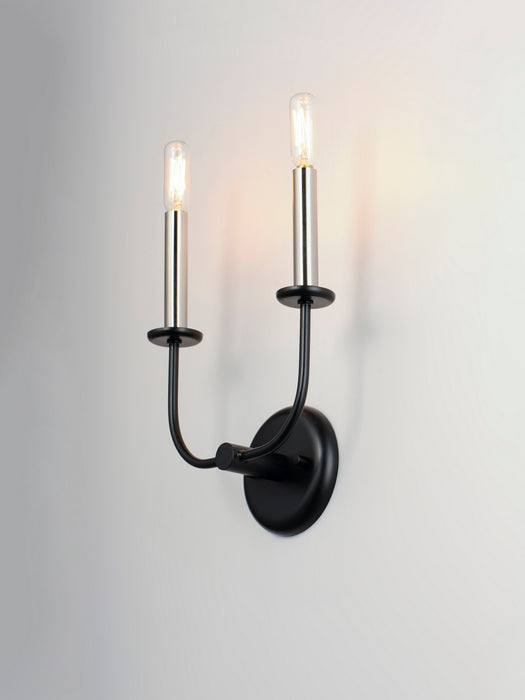 Maxim 10322BKSN Two Light Wall Sconce, Black / Satin Nickel