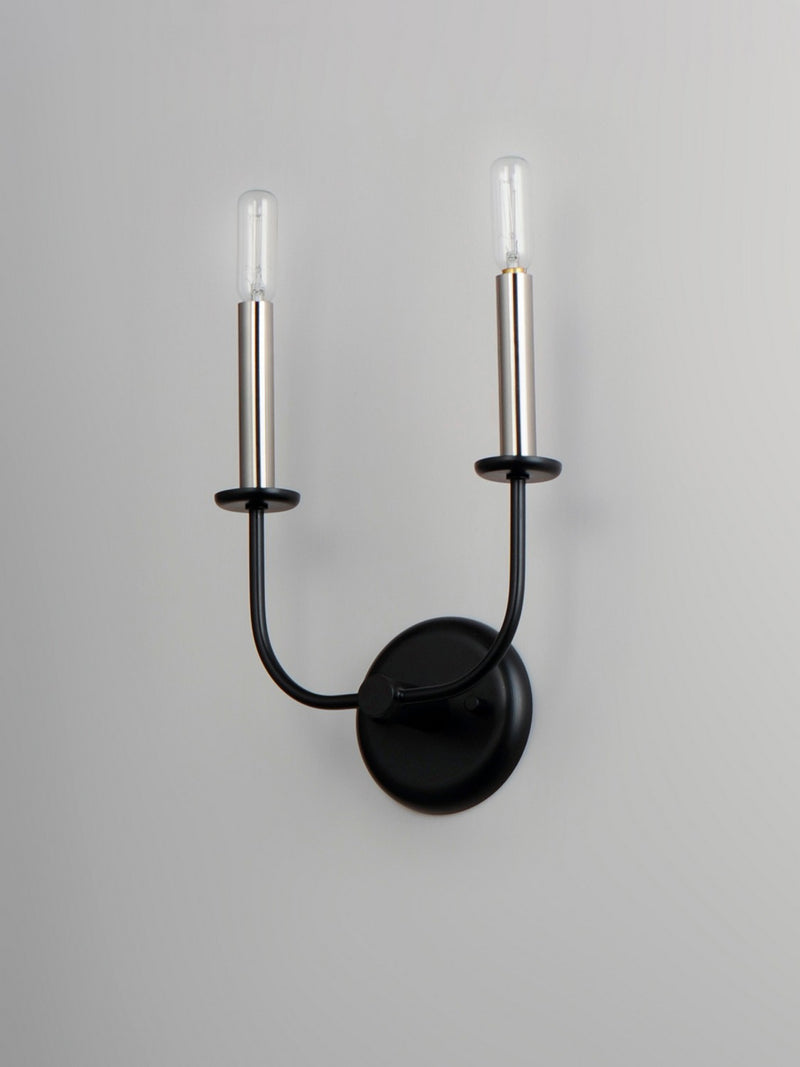 Maxim 10322BKSN Two Light Wall Sconce, Black / Satin Nickel