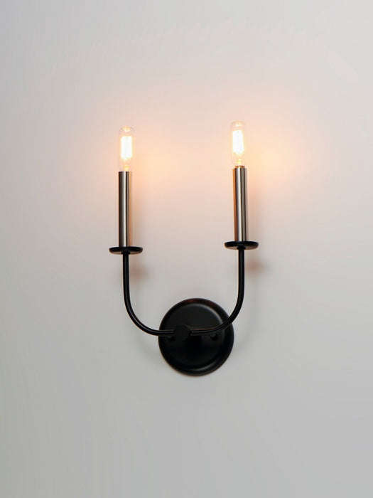 Maxim 10322BKSN Two Light Wall Sconce, Black / Satin Nickel