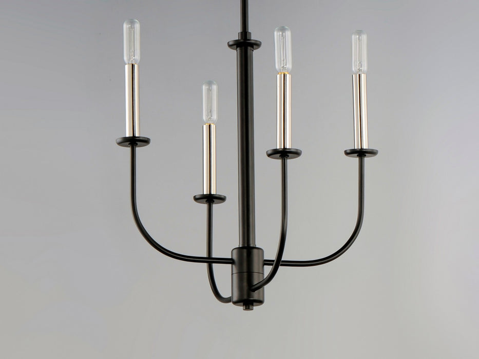 Maxim 10324BKSN Four Light Chandelier, Black / Satin Nickel