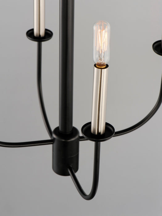 Maxim 10324BKSN Four Light Chandelier, Black / Satin Nickel
