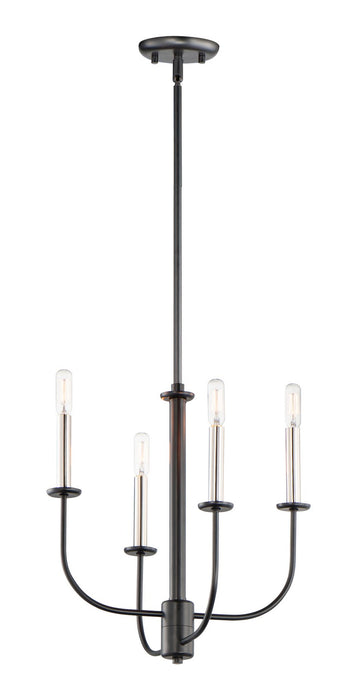 Maxim 10324BKSN Four Light Chandelier, Black / Satin Nickel