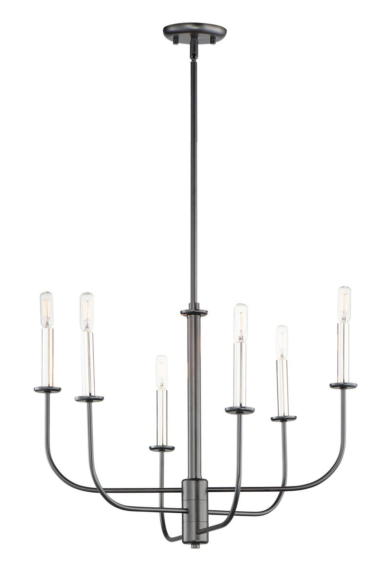 Maxim 10326BKSN Six Light Chandelier, Black / Satin Nickel