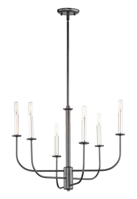 Maxim 10326BKSN Six Light Chandelier, Black / Satin Nickel