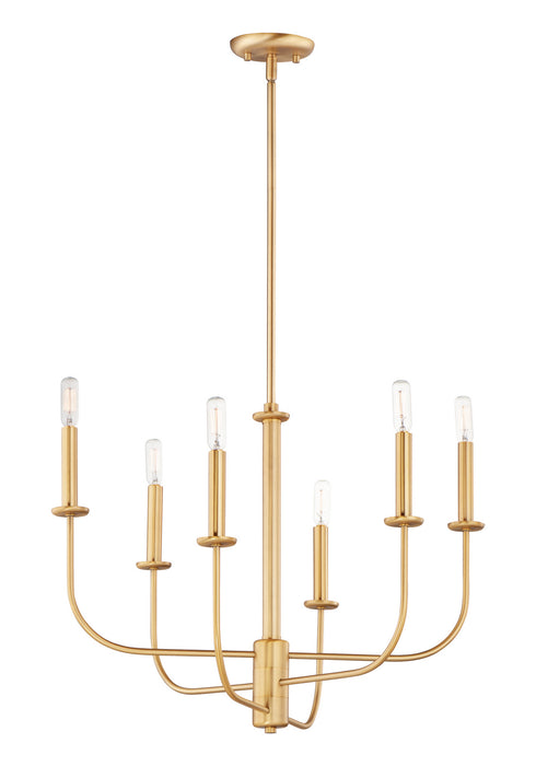 Maxim 10326SBR Six Light Chandelier, Satin Brass