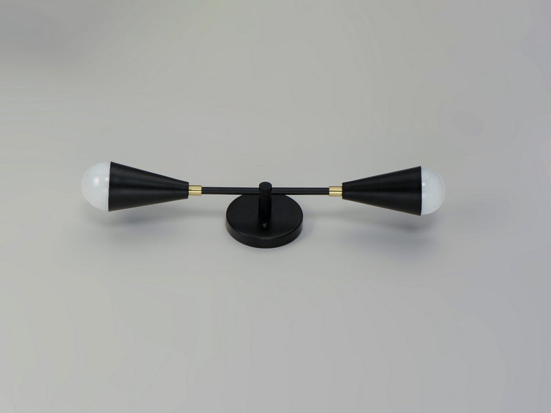 Maxim 11262BKSBR Two Light Wall Sconce, Black / Satin Brass