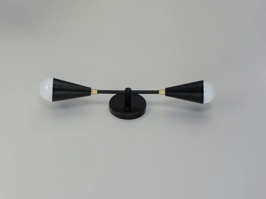 Maxim 11262BKSBR Two Light Wall Sconce, Black / Satin Brass