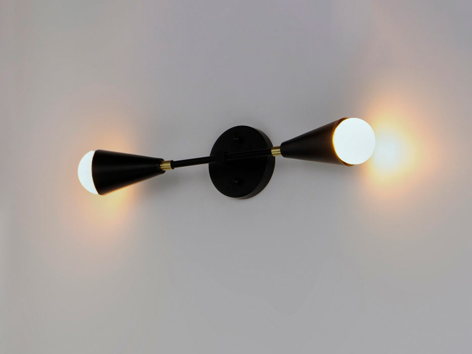 Maxim 11262BKSBR Two Light Wall Sconce, Black / Satin Brass